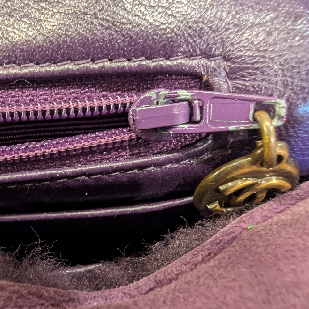 CHANEL Vintage Purple Shearling Mini Logo Handbag - Picture 10 of 13
